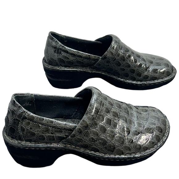 BOC Born Concept Peggy Gray Crocodile Embossed Slip On Comfort Clog Loafer 7.5 - Picture 1 of 9